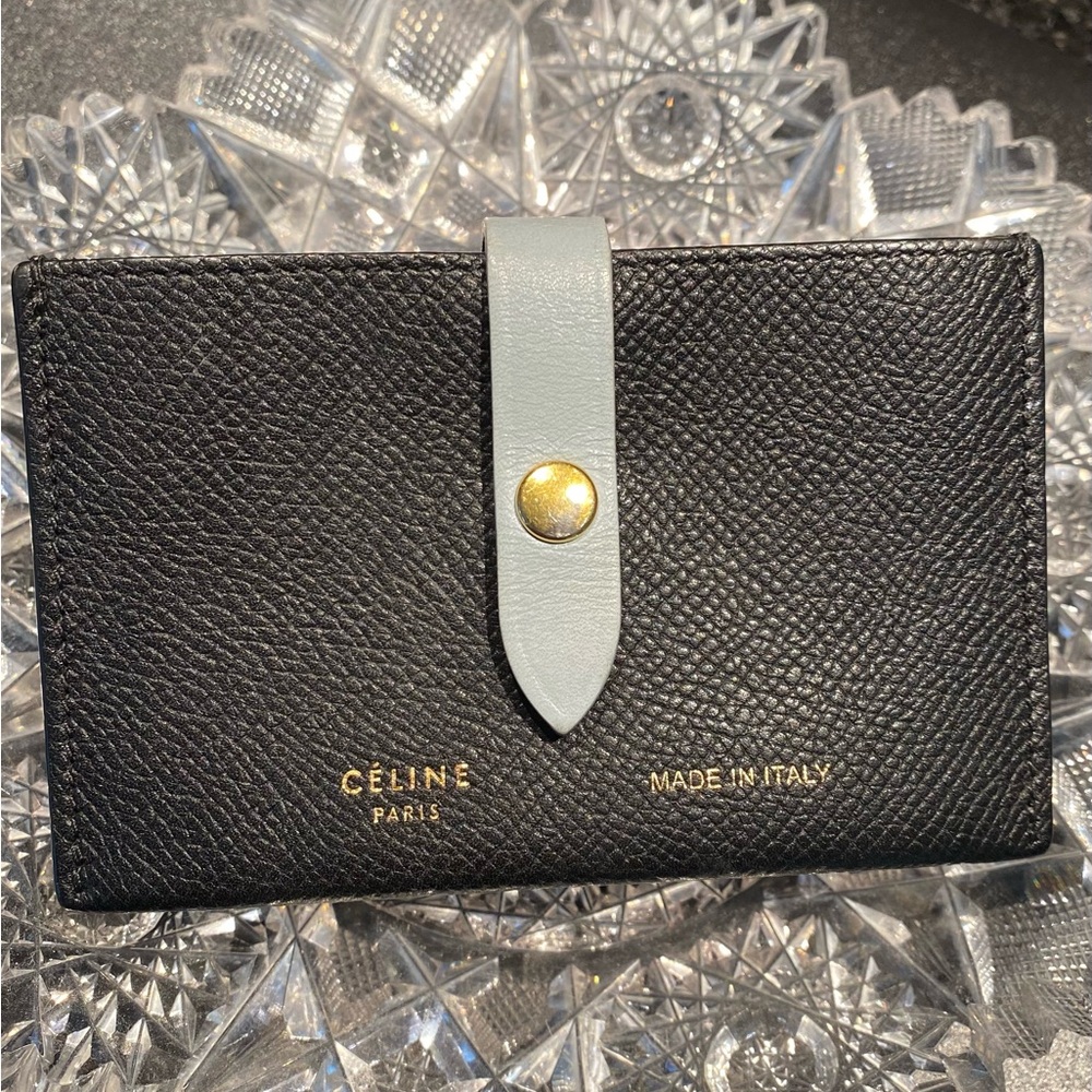 Celine Two Color Grained Leather Accordion Card Holder